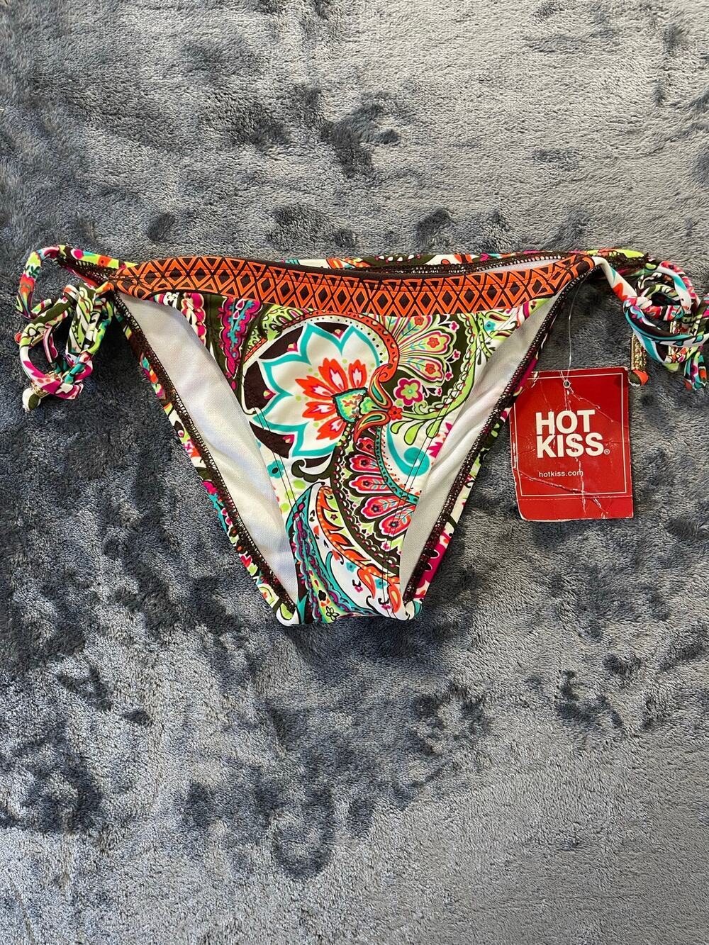 Vintage Y2K Hot Kiss Paisley Aztec Tie Side Bikini Bottom Small NWT